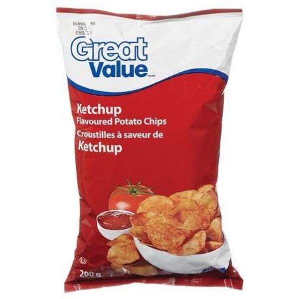 Great Value Ketchup Flavoured Chips 1 Large Bag -(Imported From Canada)