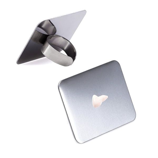 EXCEART 2pcs Nail Art Ring Palette Mini Manicure Palette Metal Nail Mixing Ring Gel Polish Mixing Tray Paint Palette Finger Rings Adjustable Mixing Rings Tray