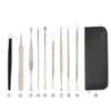 9Pcs Blackhead Extractor Remover Tool Kit Set Face Facial Pore Cleanser Face