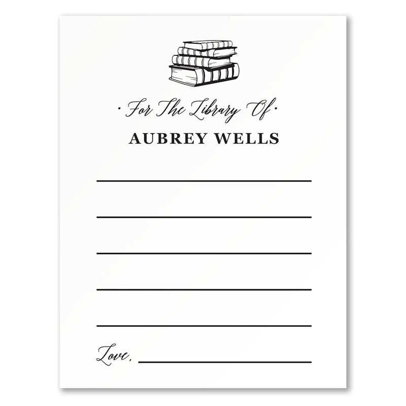 Personalized Bookplate Stickers with Stack of Books, Set of 24 Custom ...