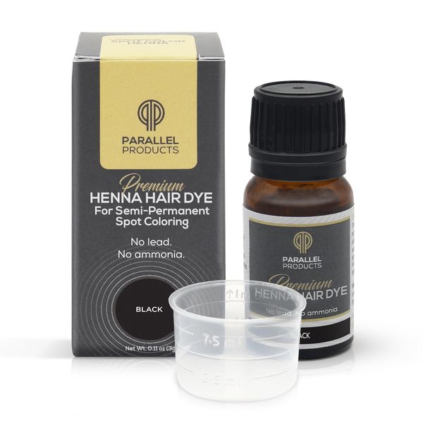 Parallel Products Spot Color Henna Kit - Henna Hair Dye - 3 grams - Tint for Professional Spot Coloring - With Mixing Dish - Covers Grey Hair - Root Touch Up (Black)