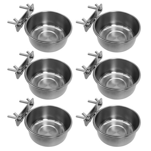 Tfwadmx 6 Pcs Stainless Steel Bird Bowls with Clamp Holder, Bird Dishes for Cage, Cockatiels Lovebird Budgie Chinchilla