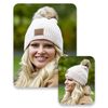 Funky Junque Warm Knit Faux Fur Pom Hat: Diagonal Stripes - Light Beige