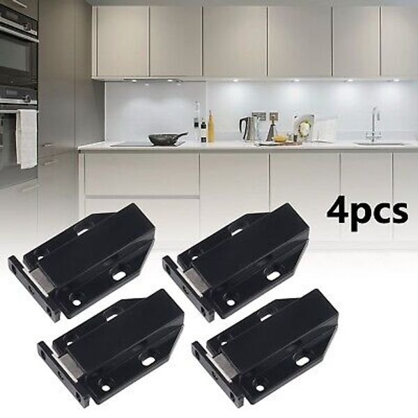 4pcs/pack Door Push To Open Touch Magnetic Black Cabinet-Catch Heavy Duty Latch