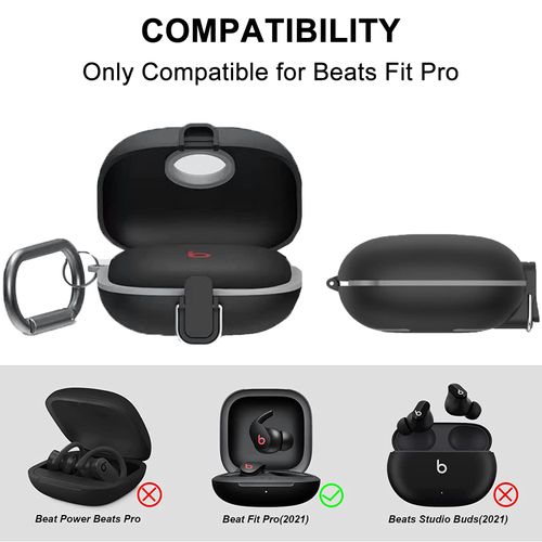 [Upgrade Lock] Case for Beats Fit Pro 2021, VAEKNVG Shock-Absorbing Protective Armor Cover for Beats Fit Pro Earbuds Accessories, TPU Hard Shell with Carabiner & Lanyard(Red)