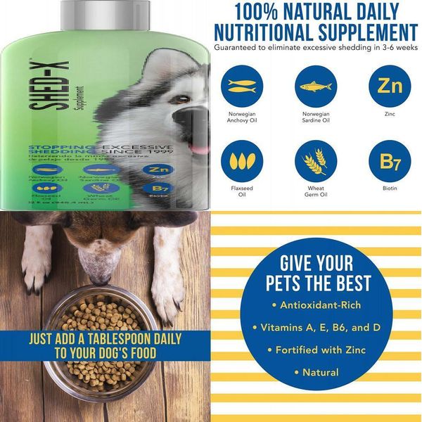Shed-X Dermaplex Liquid Daily Supplement for Dogs – 100% Natural – 32 fl. oz.