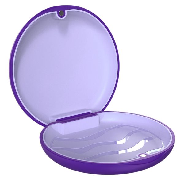 Retainer and Aligner Case, ARGOMAX Braces Box, 1 Piece Orthodontic Box (Purple Case + Mauve Silicone).