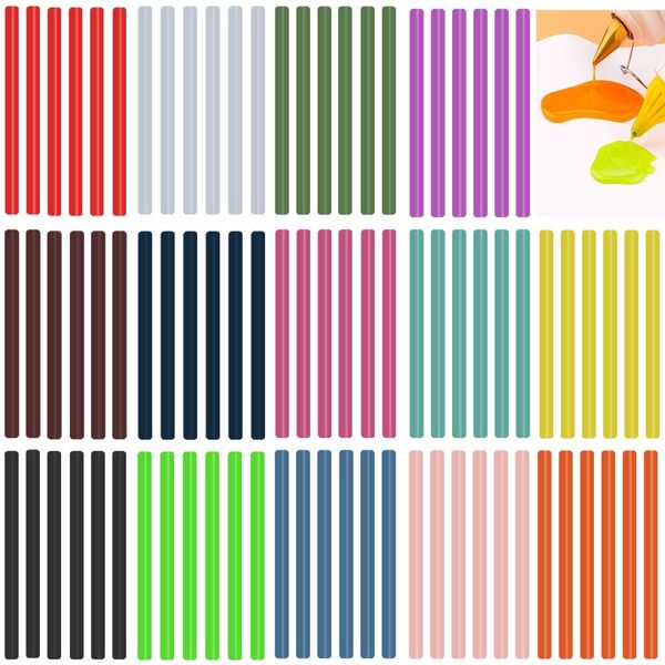 suo long Heißklebestifte 7 mm Bunter Heißkleber-Klebestift 14 Farben 84 Stück Packung heißklebesticks für die Dekoration gefärbt, Creative DIY Craft Coloured Hot Melt heißklebesticks