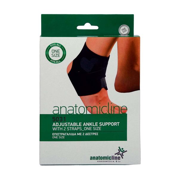 Anatomicline Ankle Support with 2 Straps One Size Made of Neoprene, Black