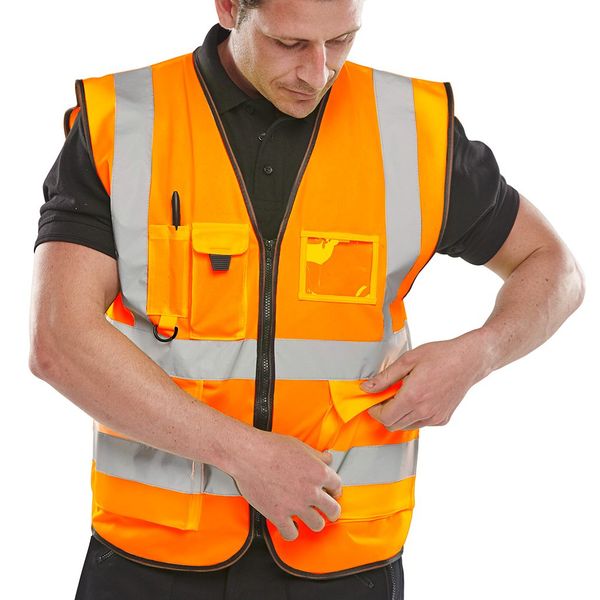 EXECUTIVE HI VIZ WAISTCOAT ORANGE 3XL