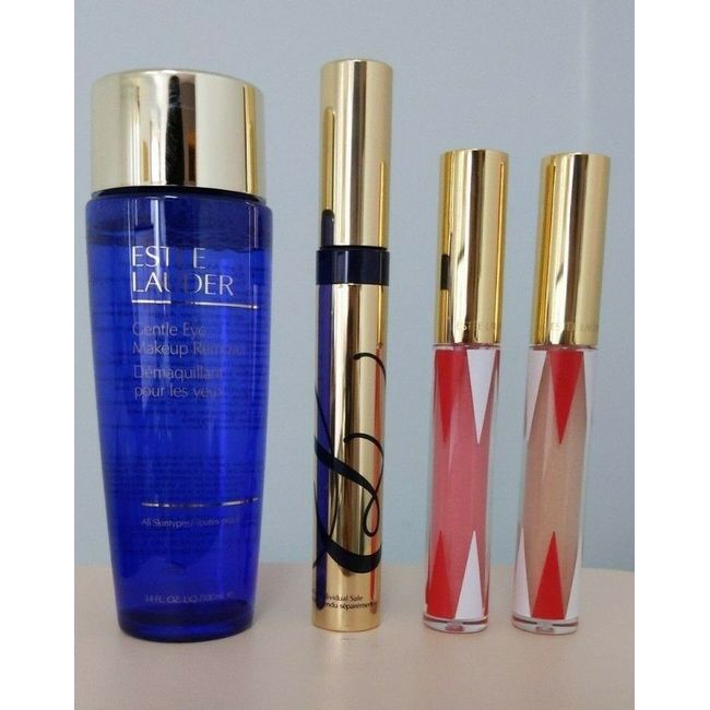 Estee Lauder Makeup Set Kit Mascara + Gentle Eye Makeup Remover + two Lipgloss