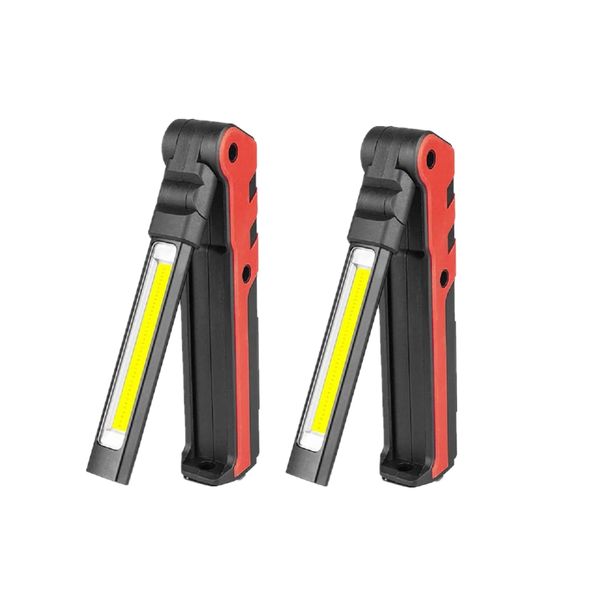 [Set of 2] LED Work Light, COB Light, Handy Light, USB Rechargeable, Magnetic Function, Night Work, Construction Use, Foldable, Small (2 Pieces)