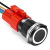 XINYIELE 16MM Latching 12V Push Button Switch On Off,Waterproof with LED Light Power Button Switch for car，0.63" Mounting Hole with Wire Socket Plug Self-Locking(Ring White LED/Black Shell)