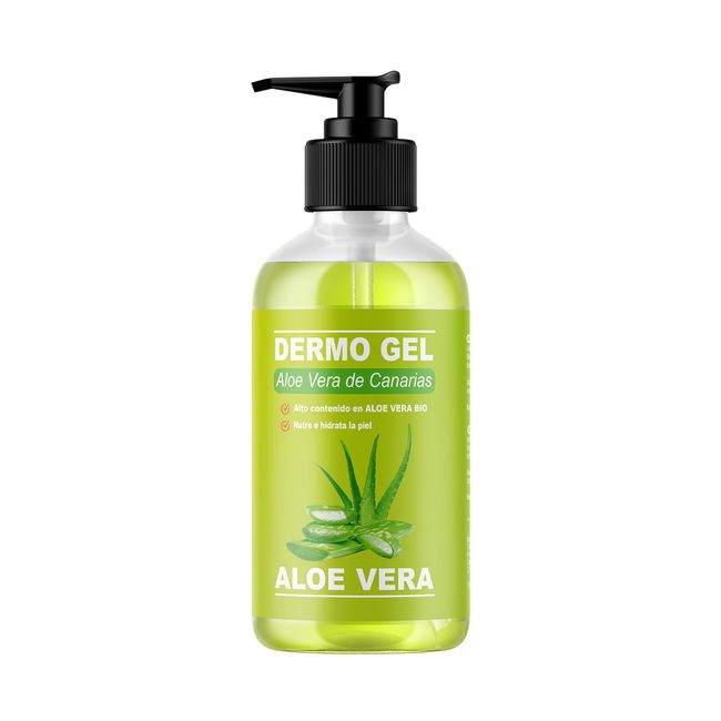 QKnatur - ALOE VERA DE CANARIAS BIO DERMO GEL - Natürliche Feuchtigkeits für Gesicht und Körper - für gereizte Haut nach dem Wachsen und Rasieren, Sonnenbrand und Insektenstiche (500 ml)