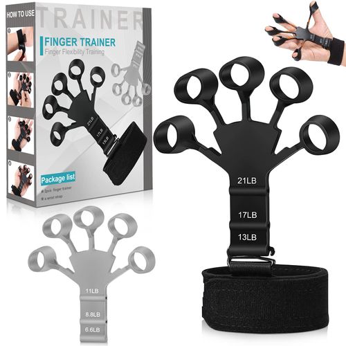 Finger Extensor Exerciser Hand Trainer Finger Trainer Pack of 2 Adjustable Silicone Hand Trainer Forearm Trainer Grippy Finger Trainer for Improves Function and Movement of Fingers