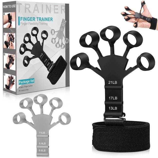 Finger Extensor Exerciser Handtrainer Fingertrainer 2 Stück Verstellbarer Silikon Handtrainer Unterarmtrainer Grippy Finger Trainer für Verbessert Die Funktion Und Bewegung Der Finger