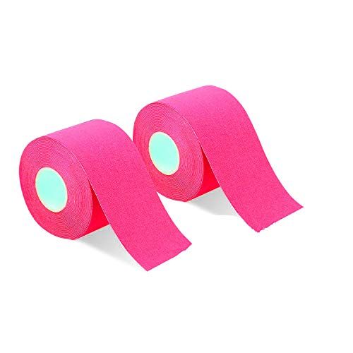 2 Rolls Taping Tape Kinesiology Tape Muscles Joint Support Stretchable Sweatproof Performance Enhancing 2 inches x 16.4 ft (5 cm x 5 m), pink