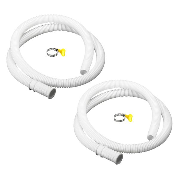 sourcing map Universal Air Conditioner Drain Hose 16mm ID 3.3ft with Clamp for AC Units Washing Machine, White Pack of 2