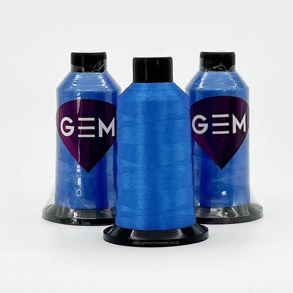 GEM Machine Embroidery Thread, 1x 3000M Cone, 40wt Polyester, Texas Blue, for Embroidery Machines