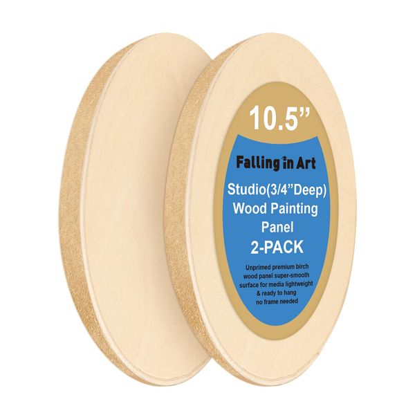 Falling in Art 6'' x 10.5” Unfinished Wooden Oval Panels Kit, 3/4" Deep Wood Canvas Boards for Painting, Wood Art Boards for Pouring, Art and Crafts, 2 Pack