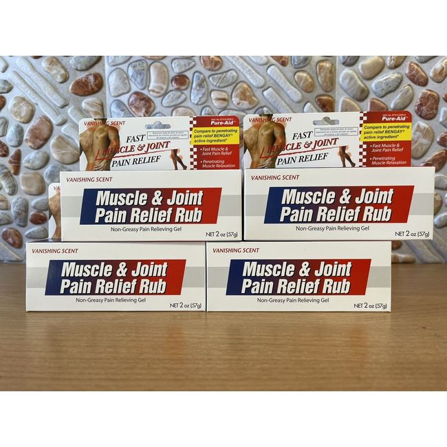 4 PK PURE-AID MUSCLE & JOINT PAIN RELIEF RUB GEL 2 OZ EA compare to BENGAY