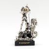 Helcee Handmade Silver Patina Poseidon Statue on Black Marble Base 4 in