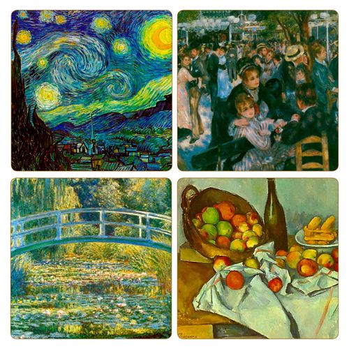 CoasterStone "Impressionists Collection" Absorbent Coasters, 4-1/4-Inch, Set of 4