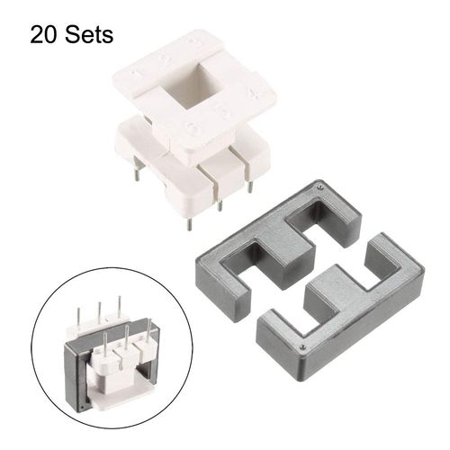 uxcell 20 Sets EE25 3 with 3pin Transformer Bobbin PC40 Ferrite Core Vertical 40 Ferrite Halves and 20 Bobbin