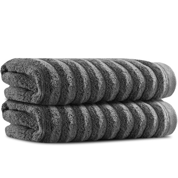 Towelogy Bamboo Hand Towels 2-Pack 50x80 cm Premium Quality Soft and Absorbent Towels for Hotel Spa Bathroom | OEKO-TEX CERTIFIED (2, Charcoal)