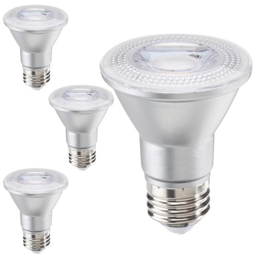 Diodesy- PAR20 LED Bulb Flood Light Pack of 4 7W (50W Equivalent) 3000K Soft White Dimmable 500LM E26 Base Silver Finish Waterproof Spotlight for Indoor Outdoor Recessed Security Light 25°Beam Angle
