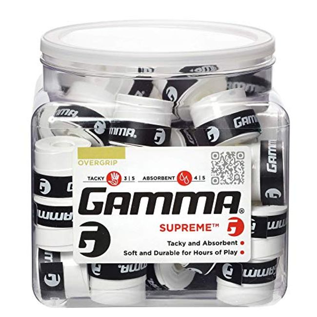 GAMMA Sports Supreme Overgrip, for Tennis, Pickleball, Squash, Badminton,  and Racquetball, Durable and Absorbent, Easy to Apply