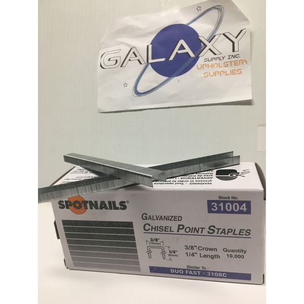 Upholstery Staples, SPOTNAILS 31004  1/4" leg. 10000 pcs/box