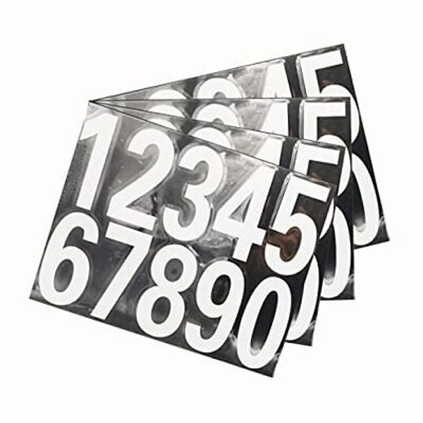 Mailbox Numbers Reflective Stickers for Outside,4 Sets(0-9) 4 1.85"x3.82" White