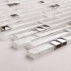 Superwhite Plain & Crackle and Silver Glass Brick Shape Mosaic Tile Sheet (MT0139)