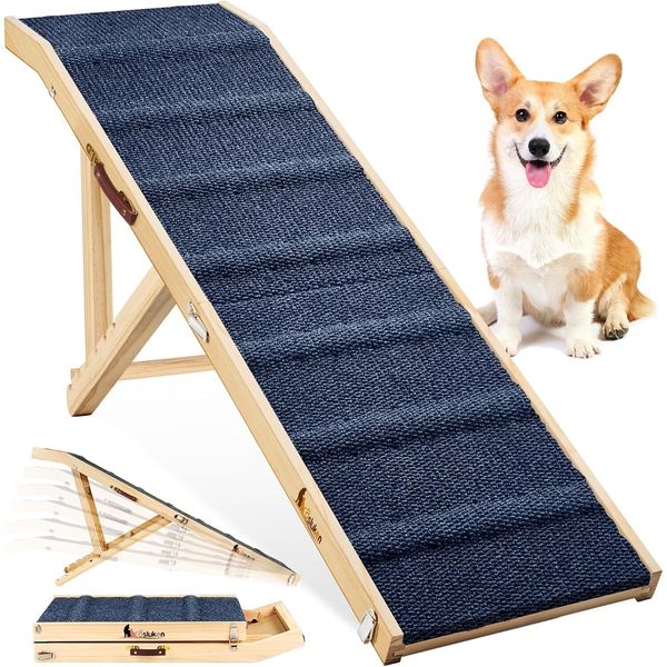 Dog Ramp for Bed 64" Long Foldable Pet Ramp for Small Large Dog Cat Up to 220LBS