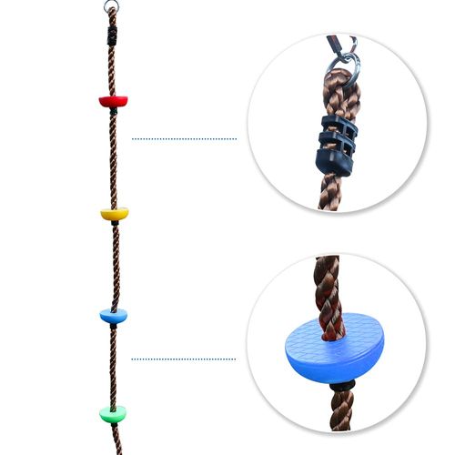 BUBBLEBAY 6.56ft Climbing Rope Swing with Treads Climbing Rope Plate Swing Hanging Swing Ninja Rope Accessories