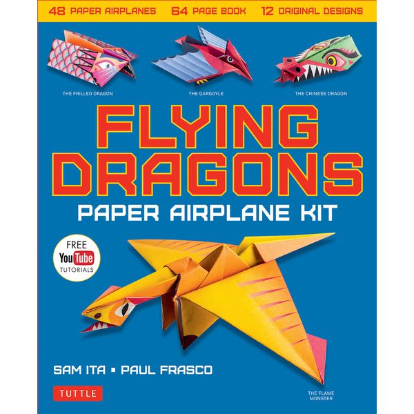 Flying Dragons Paper Airplane Kit: 48 Paper Airplanes, 64 Page Instruction Book, 12 Original Designs, YouTube Video Tutorials