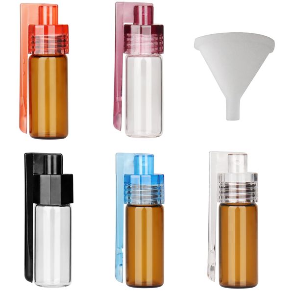 5Pcs Bottle with Spoon, Bullet with Spoon & Small Funnel,Waterproof Small Glass Bottle Pocket Vial Bullet Vial for Outdoor Travel Storage Kit