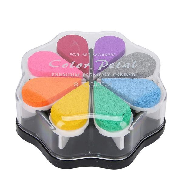 8 Farben Stempelkissen Bunt, Stempelkissen Kinder Fingerstempel Craft Ink Pad Stempelkissen für Art Schedule Book Scrapbook(#1)