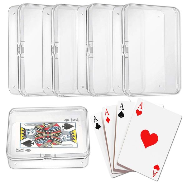 HANSPORTA Clear Plastic Playing Card Case Set - 4Pcs Blank Playing Card Storage Box Trading Card Deck box, Perfect for Organization of Playing Cards Business Cards Game Cards and More (4pcs Clear)