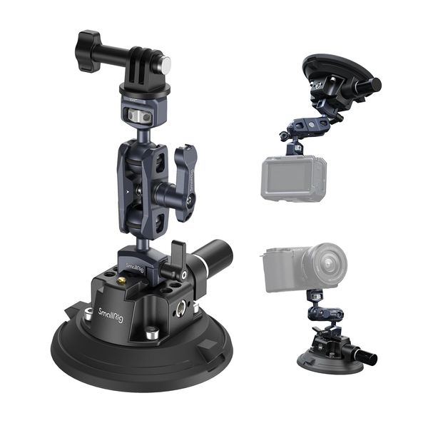 SMALLRIG 4" Camera Suction Mount with Ball Head Magic Arm, Kamera Saugnapfhalterung mit Kugelkopf-Zauberarm, Autohalterung für leichte Kamera/Action Kamera/Telefon, Maximale Belastung 3 kg – 4236