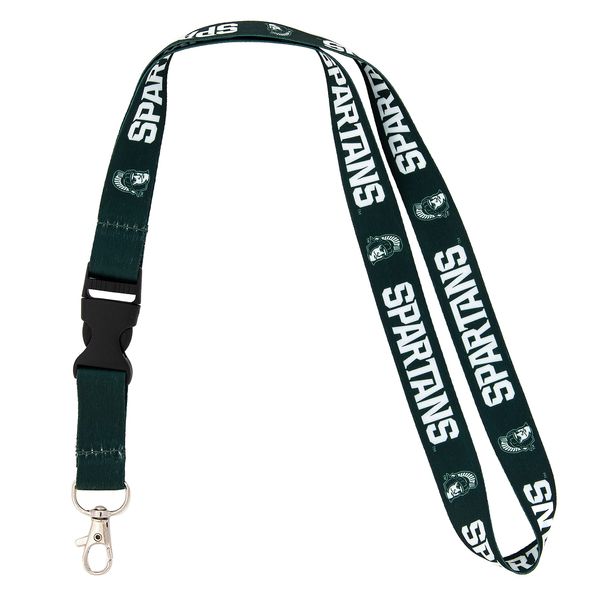 Desert Cactus Michigan State University Spartans MSU Car Keys ID Badge Holder Lanyard Keychain Detachable Breakaway Snap Buckle (Green - Spartans)