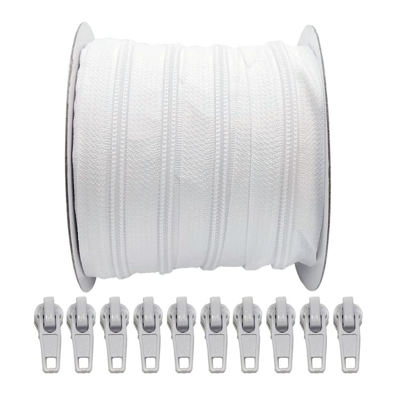 2 Meter Continuous Nylon Zipper, with 5 Sliders, Metal Sewing Sliders ...