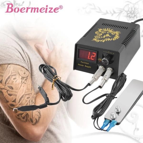 LCD Tattoo Power Supply Dual Body Art Shader Liner Permanent Makeup Foot Pedal Clip Cord Rotary Gun Machine