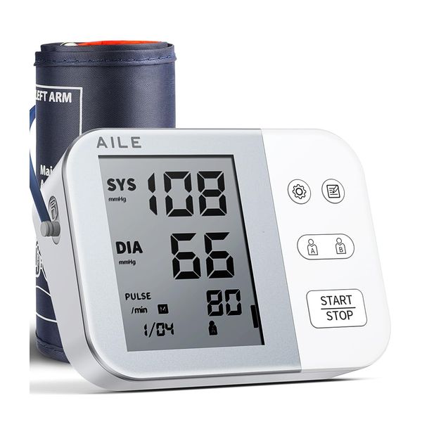 Blood Pressure Monitor for Home use：AILE 111 Blood Pressure Machine, Accurate and Reliable Upper Arm BP Monitor with Large Cuff (9-20.5"), Voice Broadcast, 2x99 Memory, and Easy-to-Use Features