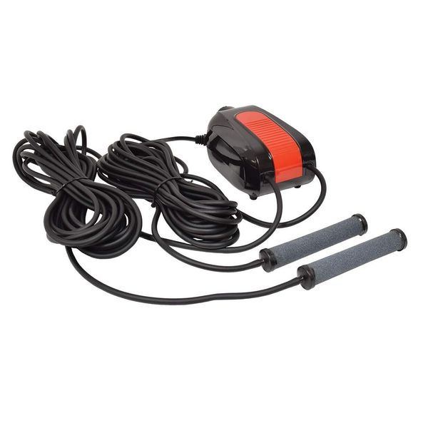 EasyPro CAS2 | Dual Outlet Compact Aeration Kit for Water Gardens & Koi Ponds up to 2000 Gallons & 4’ Deep | Single Stone Diffuser Head | Extremely Quiet Operation | Two Year Warranty(on compressor)