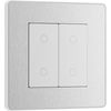 BG Electrical Evolve Double Touch Dimmer Switch, 2 Way Master, 200 W, Brushed Steel