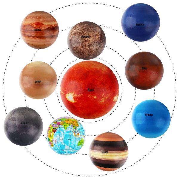 Solar System Stress Balls for Kids Adults, Planets Squeeze Balls, Foam Educational Space Toy for Early Learning, Theme Party Favors Gift Prizes for Stress Relief (10PCS)