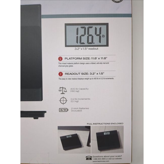 Taylor Glass Digital Wellness Scale with 4 Essential Measures - White - 400 lb