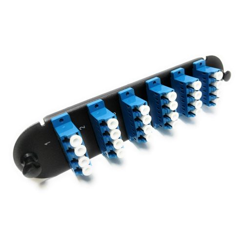 RiteAV - CCH LC/LC (6 Port Quad w/24 Fiber Connectors) Adapter Patch Panel (Non-LGX) Blue/Black (9/125) for Yellow OS2 Singlemode